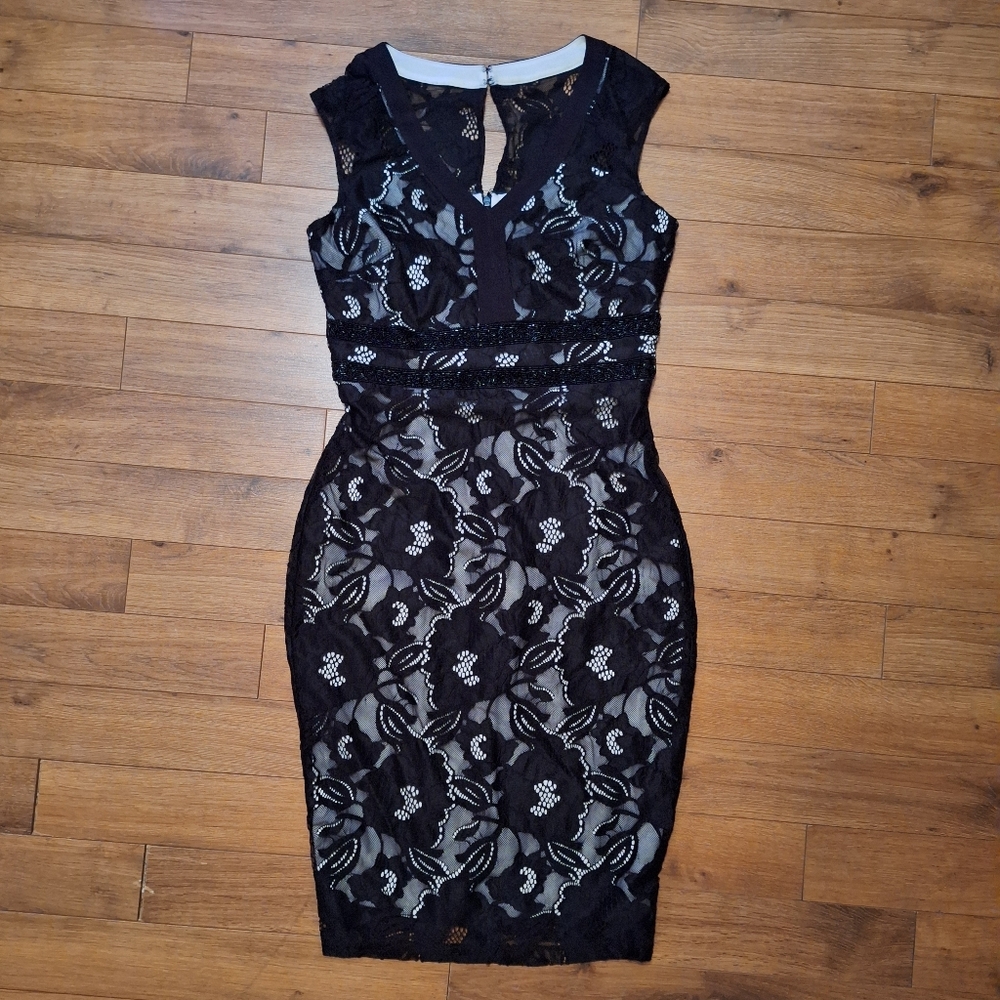 Elegant Black Lace Dress Laura Sz 12